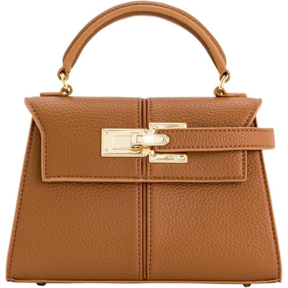 Stylish Brown Vegan Leather Women's Elise Top Handle Handbag - Compact Design